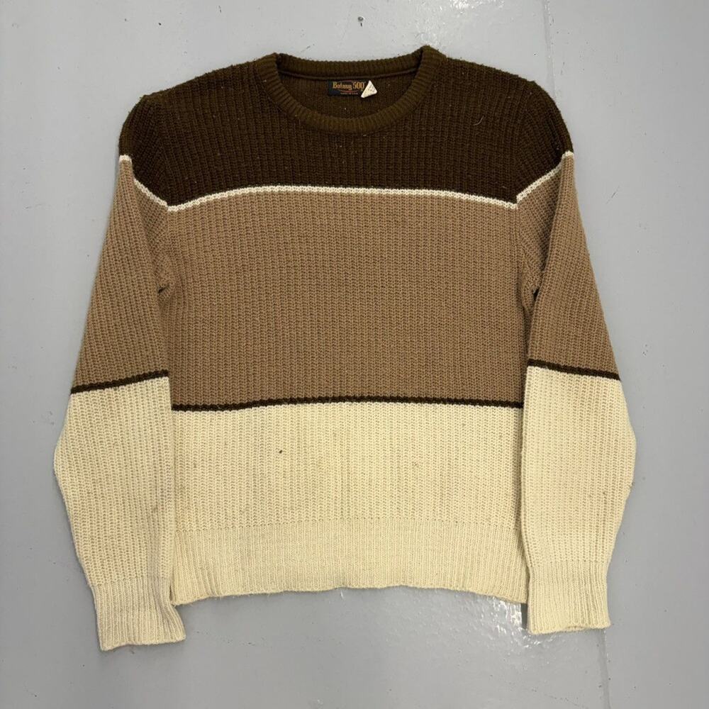 Vintage 70s Bottany 500 Brown Striped Acrylic Sweater